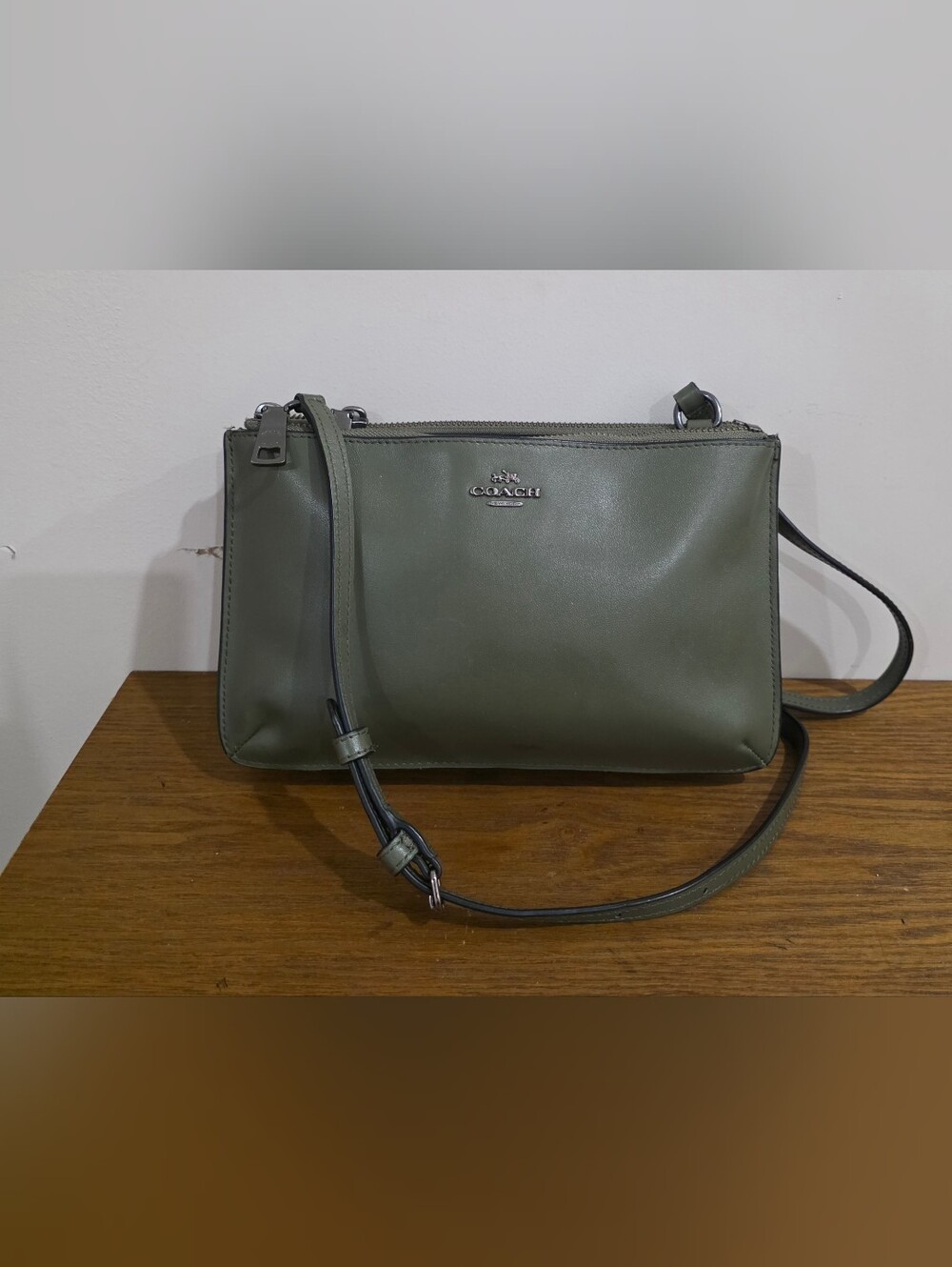 Coach Olive green soft leather Crossbody bag